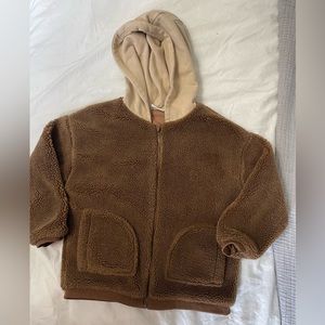 Zara faux Sherpa jacket with knit hoodie